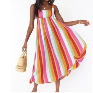 XL Show me your Mumu Fling Midi Getaway stripe tank dress colorful stripes